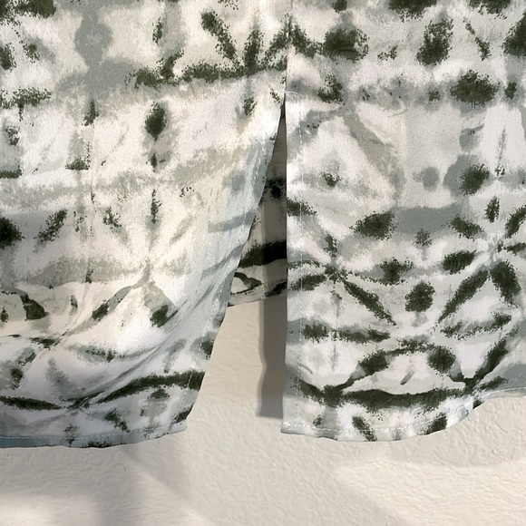 Zac & Rachel Women Tunic Large Green & White Abstract Bohemian Coastal Grandma - Picture 6 of 12